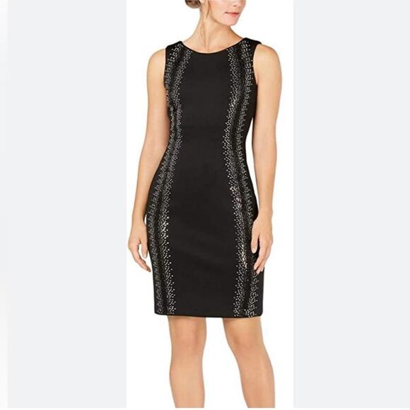 Calvin Klein Black Embellished Detail Sleeveless Dress Size 8 - Picture 1 of 13